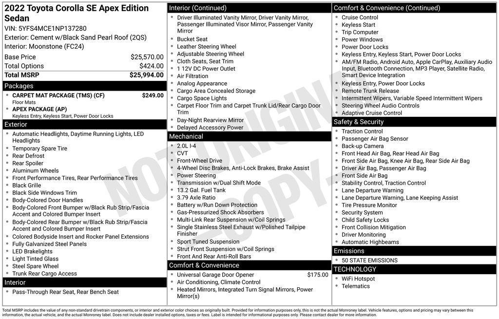 used 2022 Toyota Corolla car, priced at $22,750