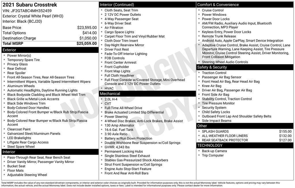 used 2021 Subaru Crosstrek car, priced at $22,490