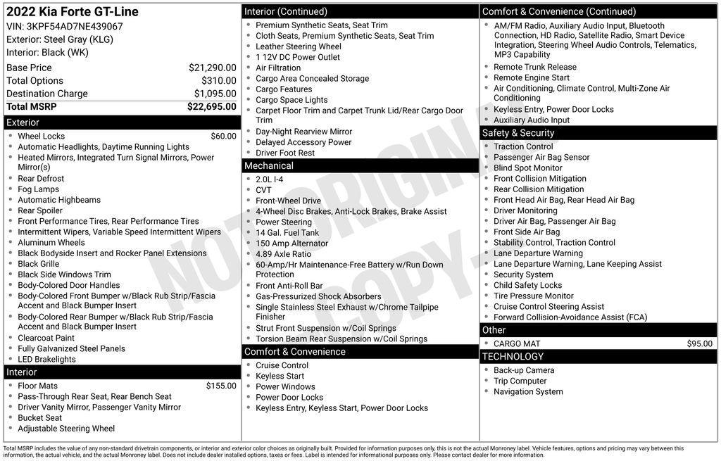 used 2022 Kia Forte car, priced at $19,490