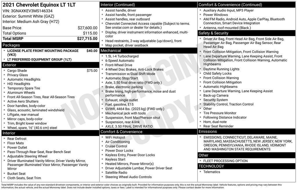 used 2021 Chevrolet Equinox car, priced at $18,275