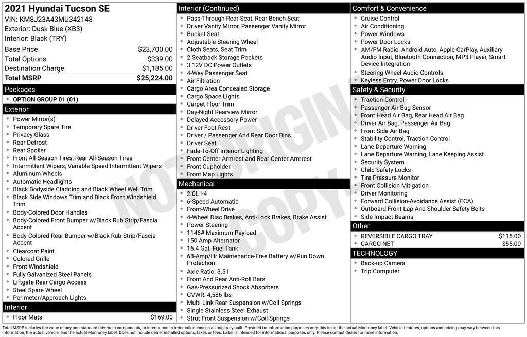 used 2021 Hyundai Tucson car, priced at $18,490