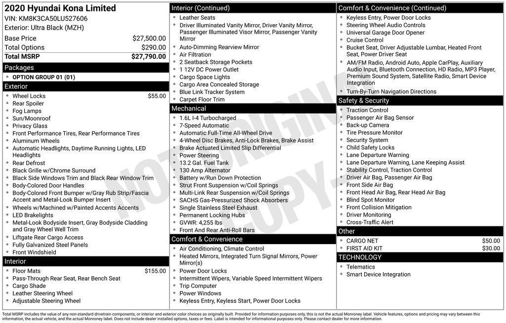 used 2020 Hyundai Kona car, priced at $20,750