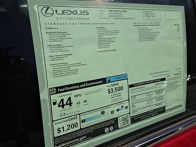 new 2025 Lexus ES 300h car, priced at $53,660