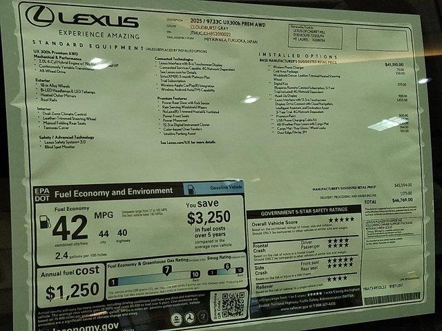 new 2025 Lexus UX 300h car, priced at $46,769