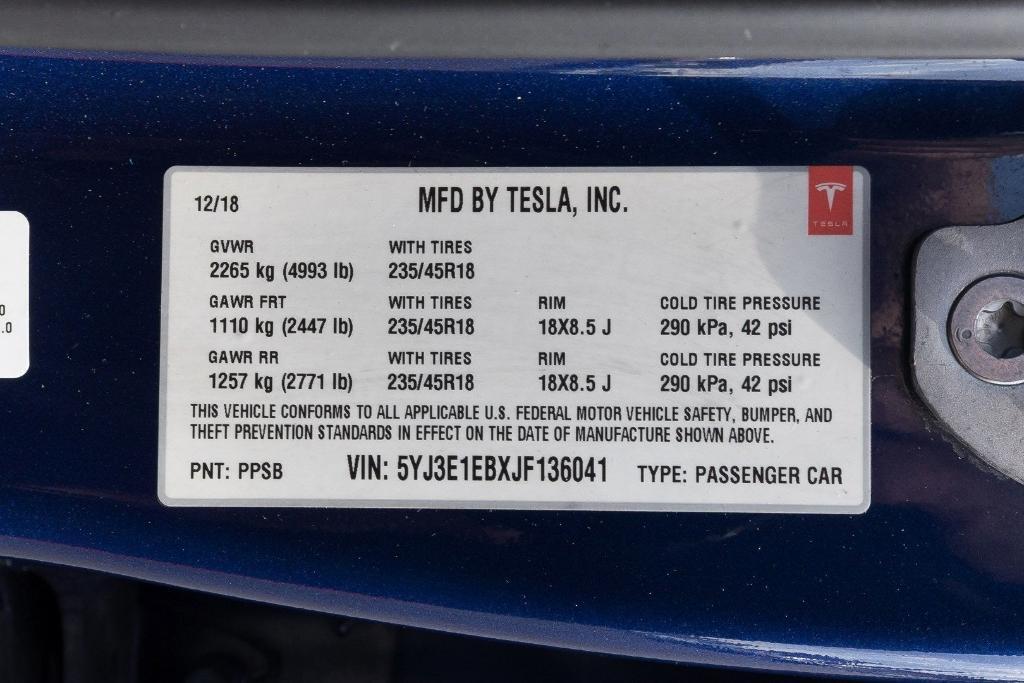 used 2018 Tesla Model 3 car, priced at $18,500