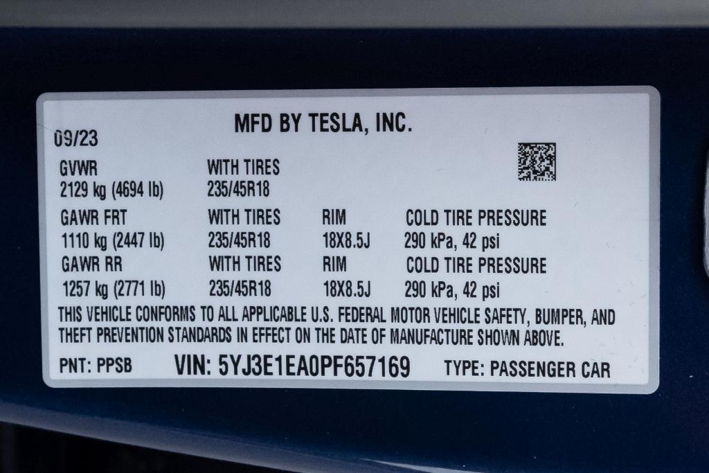 used 2023 Tesla Model 3 car, priced at $27,383