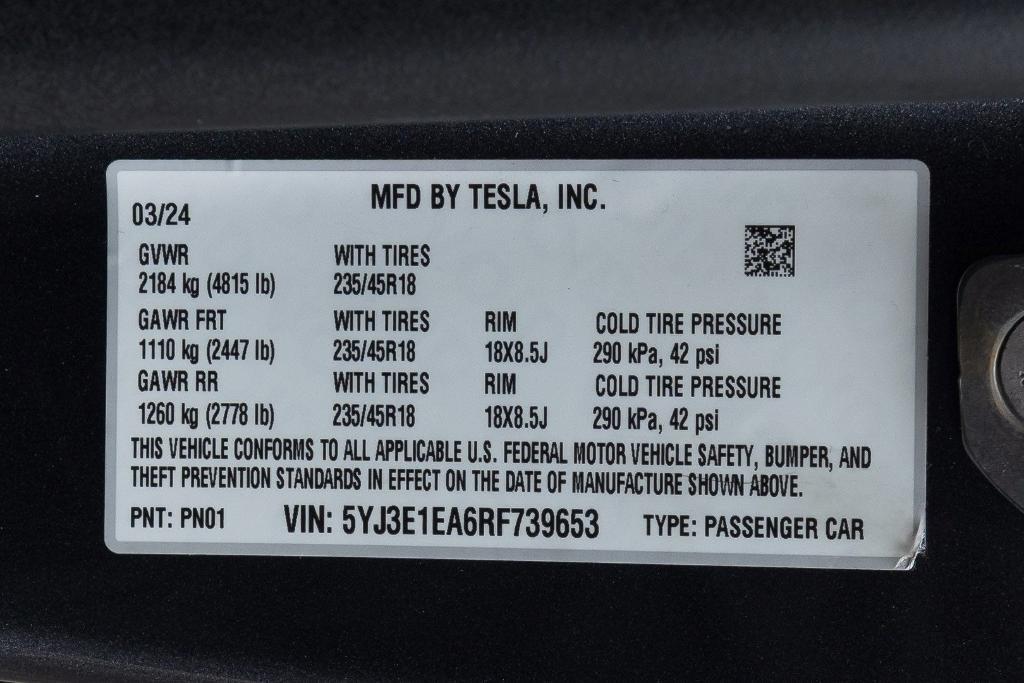 used 2024 Tesla Model 3 car, priced at $31,000