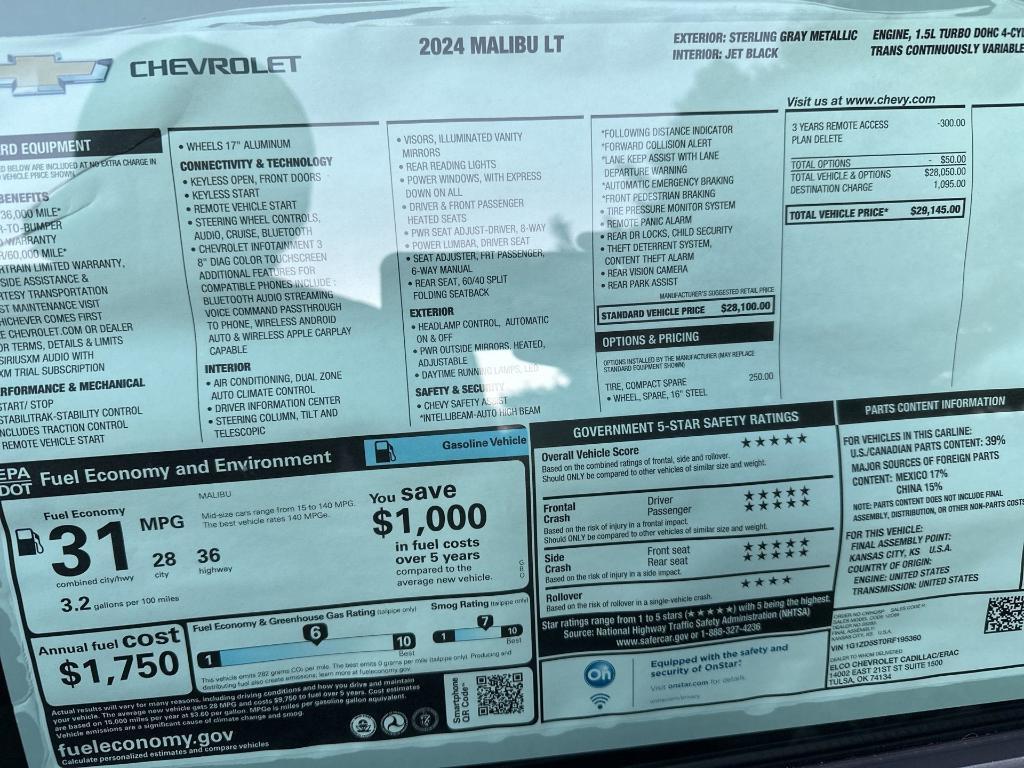 used 2024 Chevrolet Malibu car, priced at $23,266