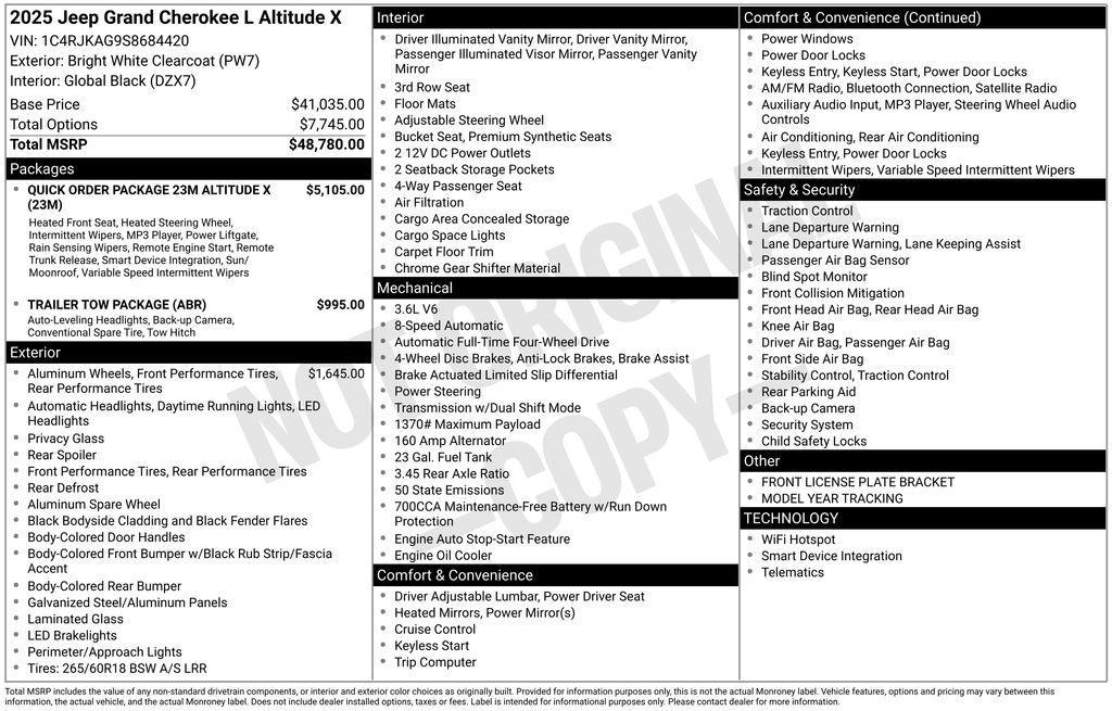 new 2025 Jeep Grand Cherokee L car, priced at $40,524