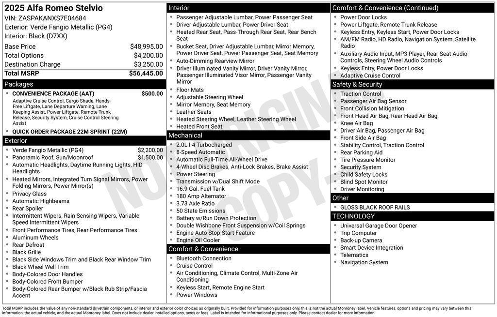 new 2025 Alfa Romeo Stelvio car, priced at $53,404