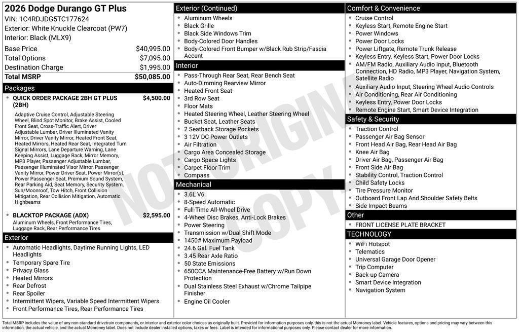 new 2026 Dodge Durango car, priced at $43,576