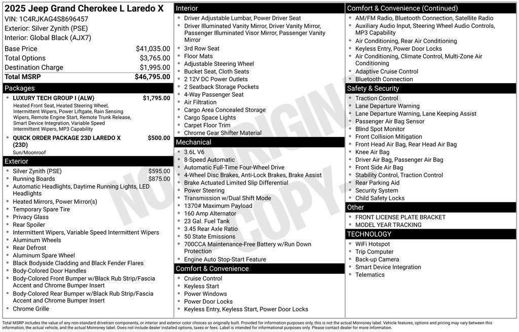 new 2025 Jeep Grand Cherokee L car, priced at $40,455
