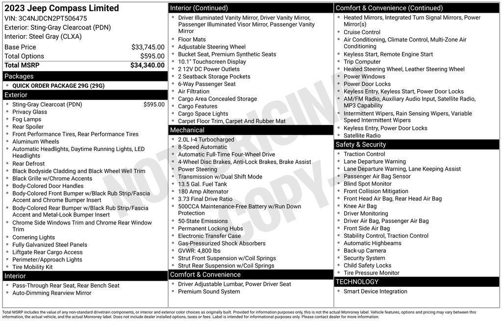 used 2023 Jeep Compass car, priced at $27,177