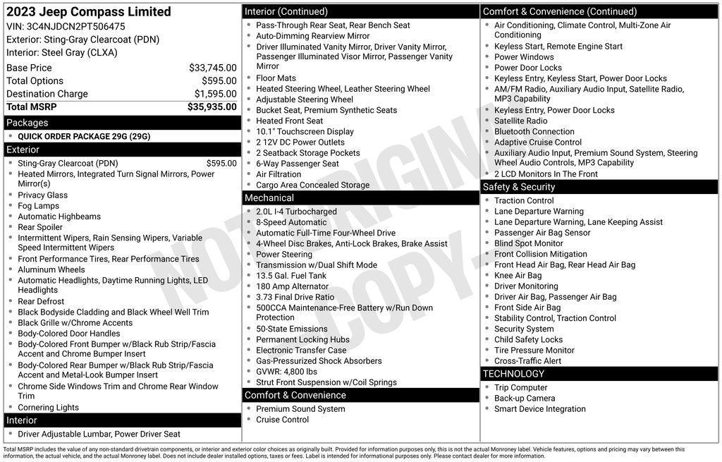 used 2023 Jeep Compass car, priced at $23,838