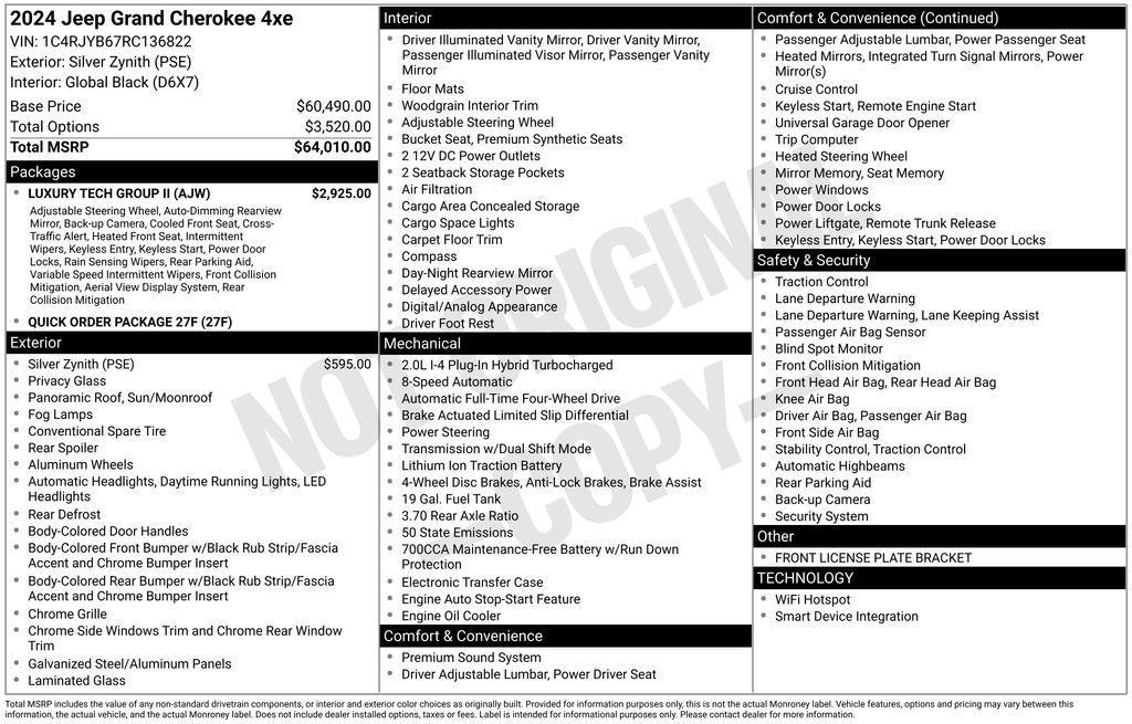 new 2024 Jeep Grand Cherokee 4xe car, priced at $50,420