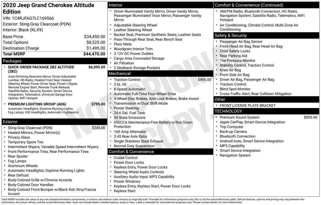 used 2020 Jeep Grand Cherokee car, priced at $18,959