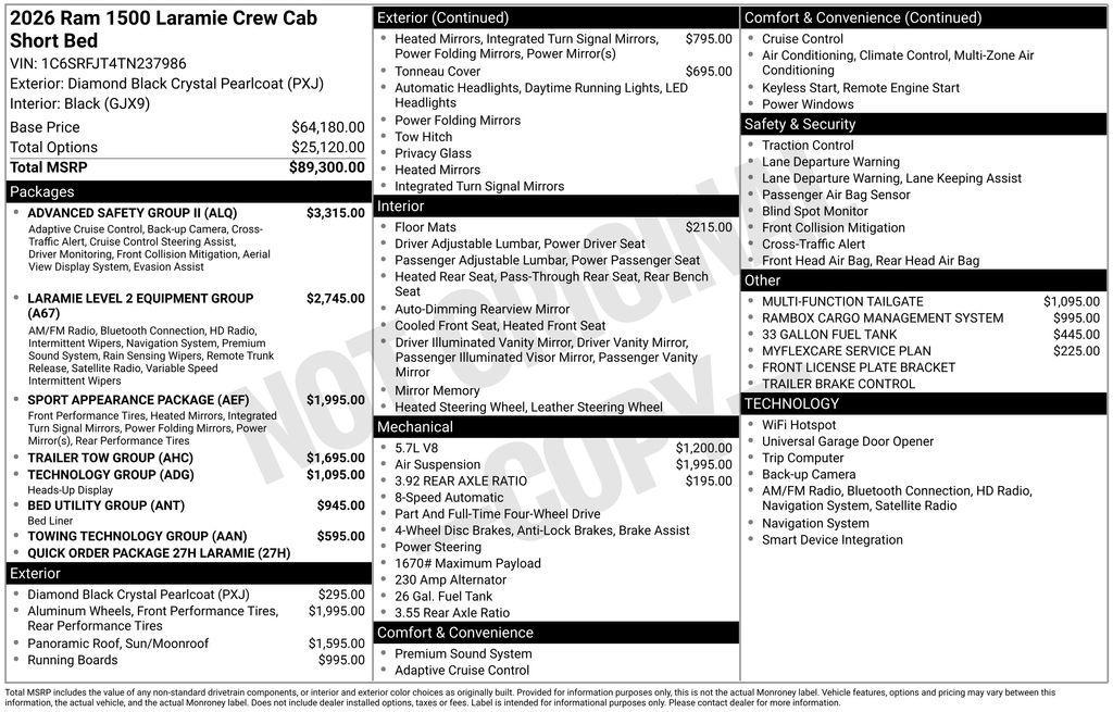 new 2026 Ram 1500 car, priced at $73,599