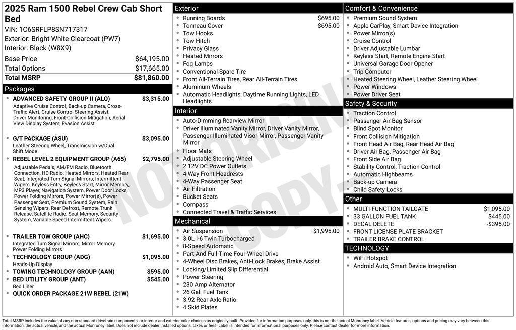 new 2025 Ram 1500 car, priced at $66,448