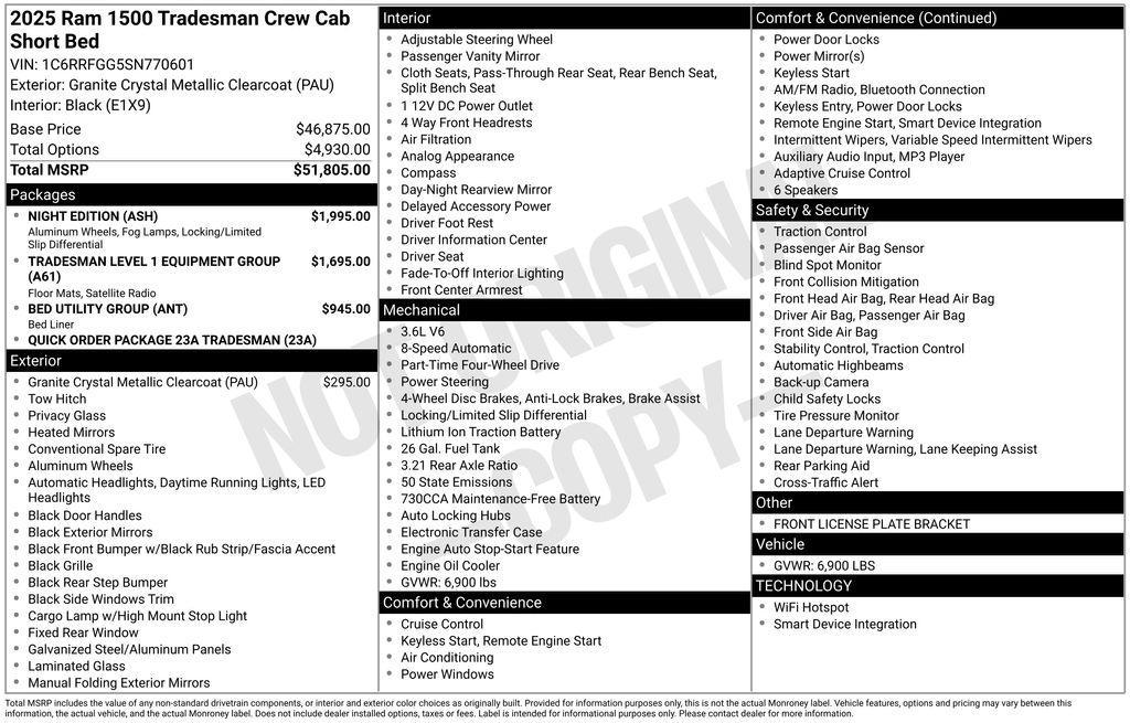new 2025 Ram 1500 car, priced at $40,751