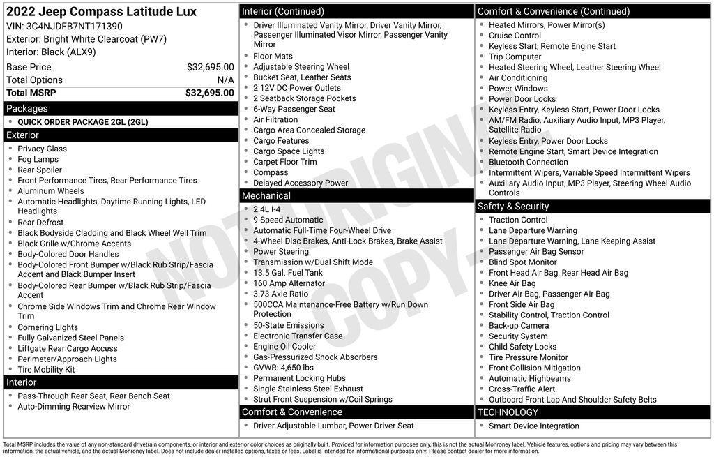 used 2022 Jeep Compass car, priced at $22,869