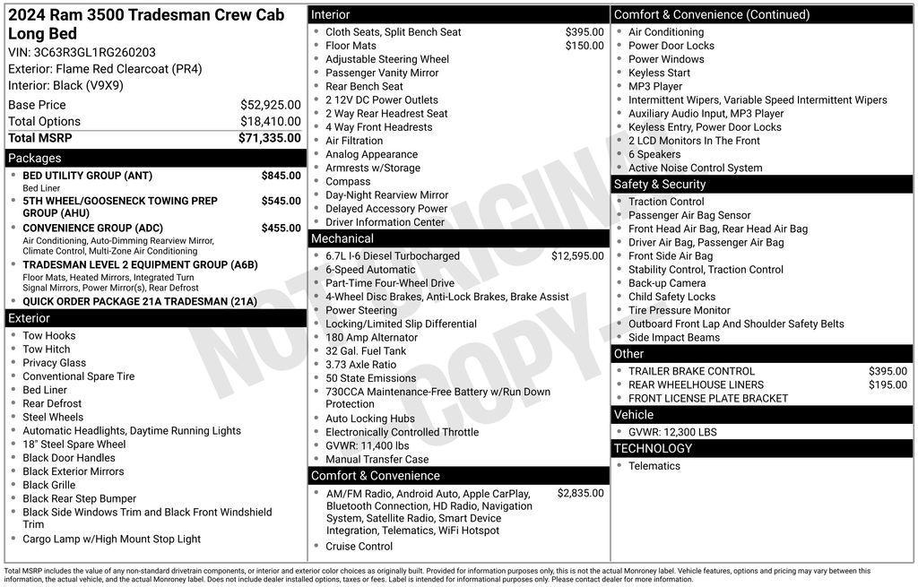 new 2024 Ram 3500 car, priced at $64,051