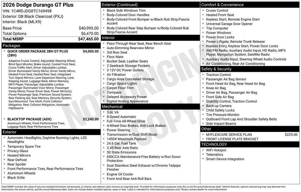 new 2026 Dodge Durango car, priced at $44,998