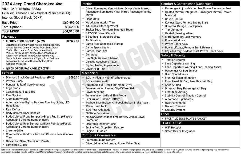 new 2024 Jeep Grand Cherokee 4xe car, priced at $50,420
