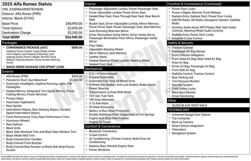 new 2025 Alfa Romeo Stelvio car, priced at $52,050