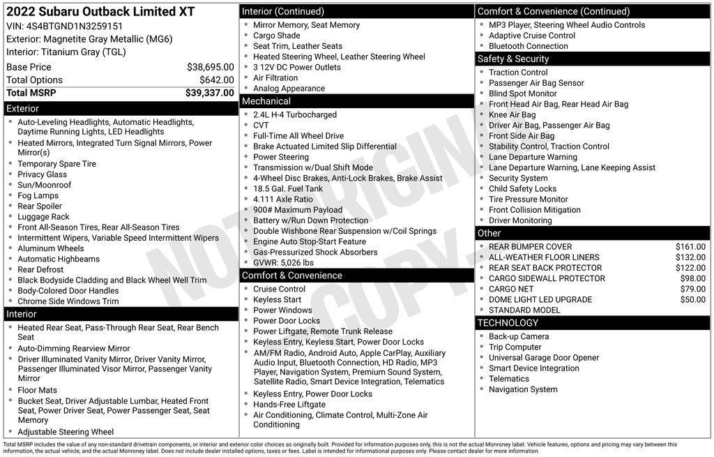 used 2022 Subaru Outback car, priced at $27,551