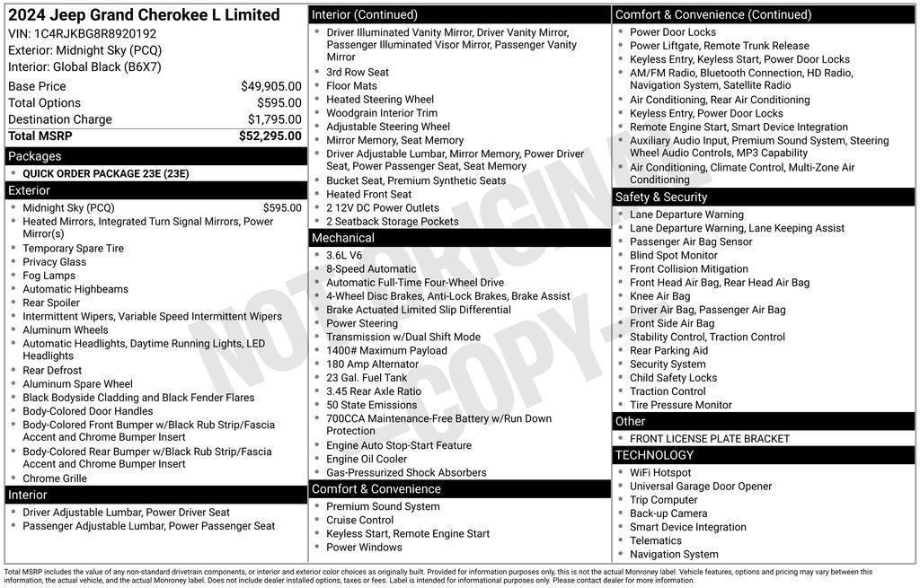 used 2024 Jeep Grand Cherokee L car, priced at $38,197