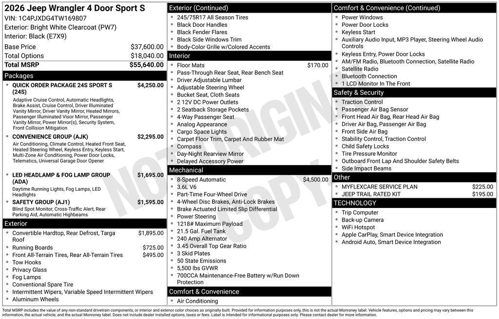 new 2026 Jeep Wrangler car, priced at $52,569