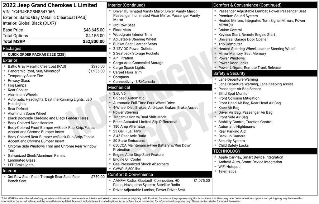used 2022 Jeep Grand Cherokee L car, priced at $35,891