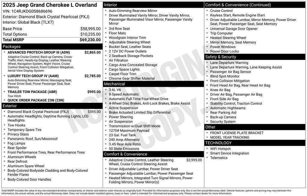 new 2025 Jeep Grand Cherokee L car, priced at $64,507