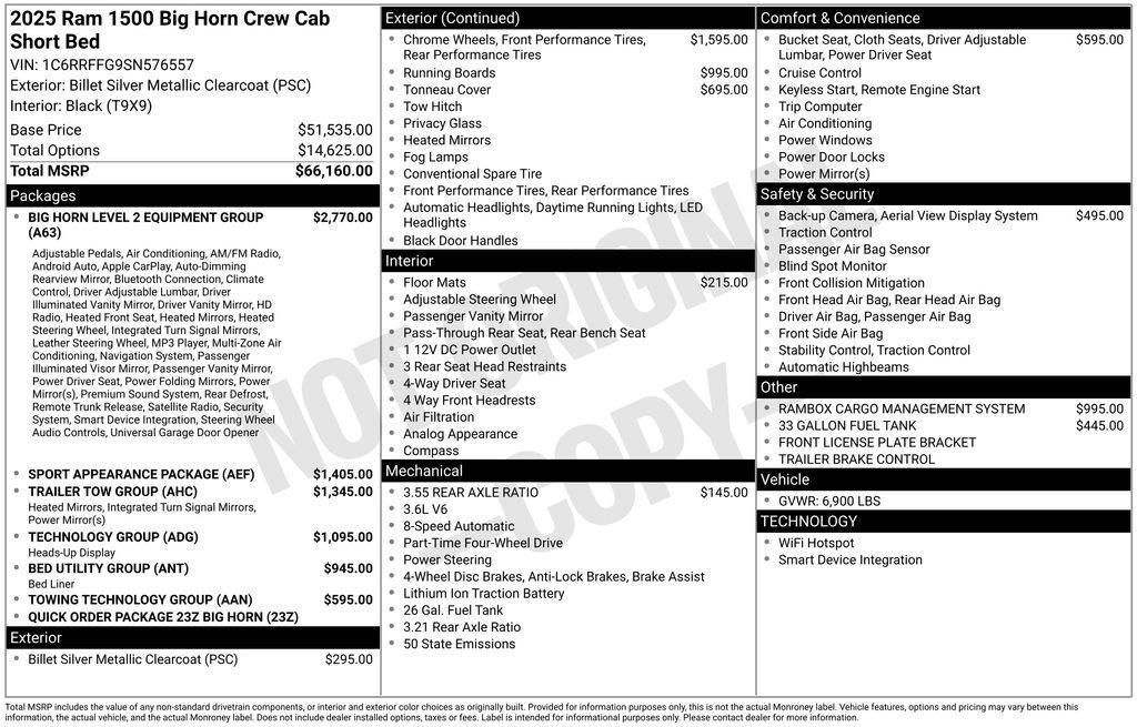 new 2025 Ram 1500 car, priced at $49,072