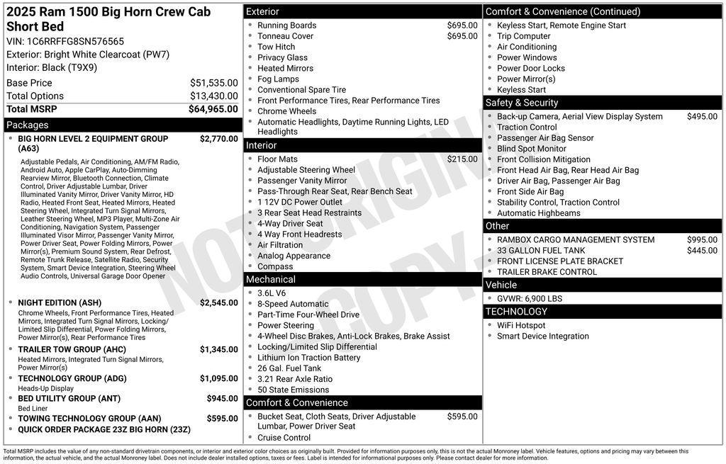new 2025 Ram 1500 car, priced at $48,021