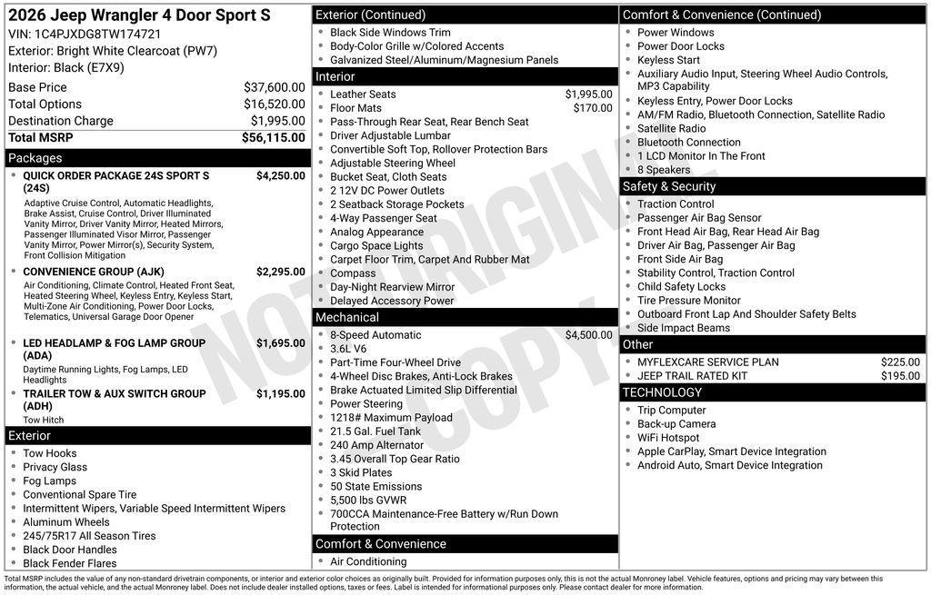 new 2026 Jeep Wrangler car, priced at $44,103
