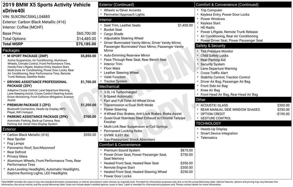 used 2019 BMW X5 car, priced at $28,326