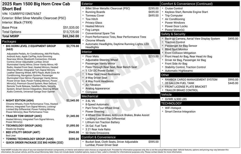 new 2025 Ram 1500 car, priced at $50,780