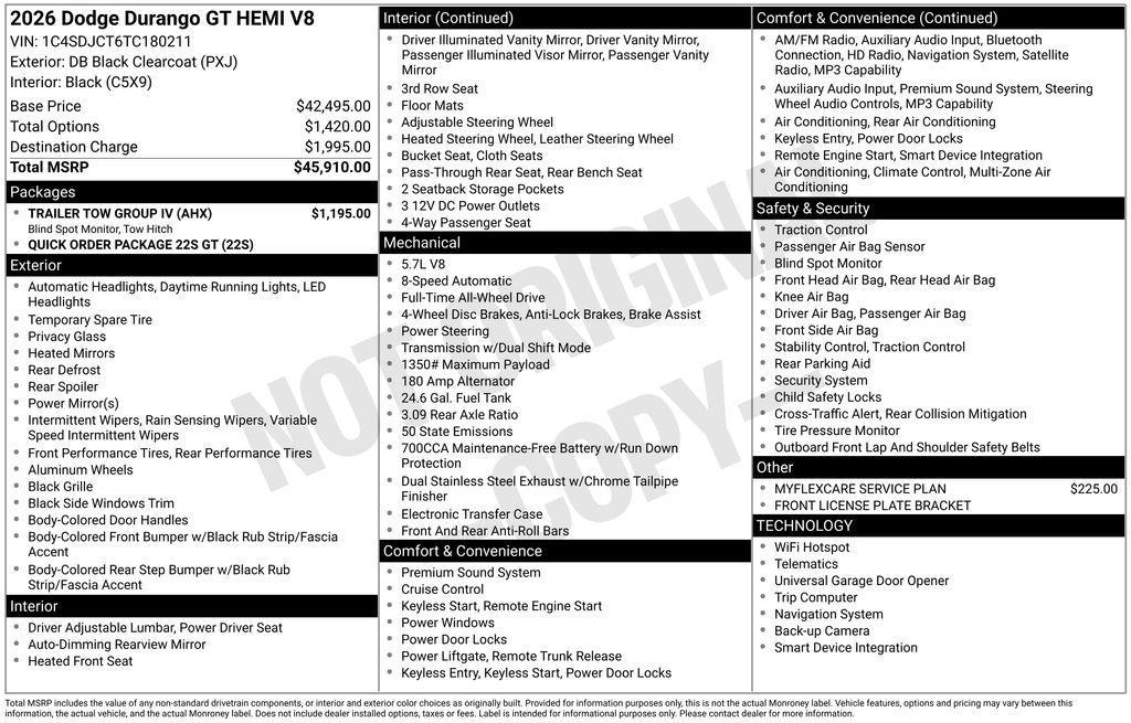 new 2026 Dodge Durango car, priced at $40,860