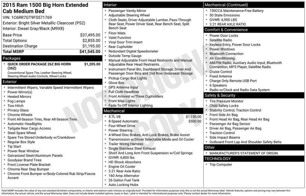 used 2015 Ram 1500 car, priced at $15,981