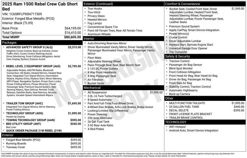 new 2025 Ram 1500 car, priced at $65,344