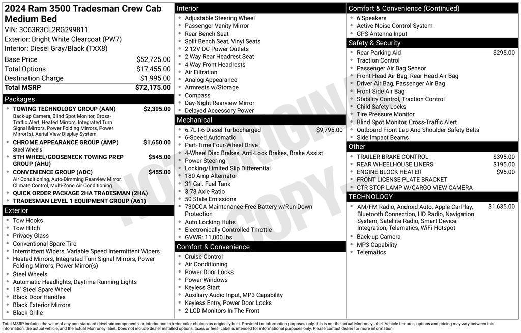 new 2024 Ram 3500 car, priced at $57,018