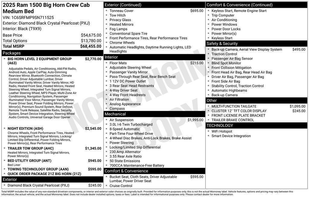 new 2025 Ram 1500 car, priced at $53,337