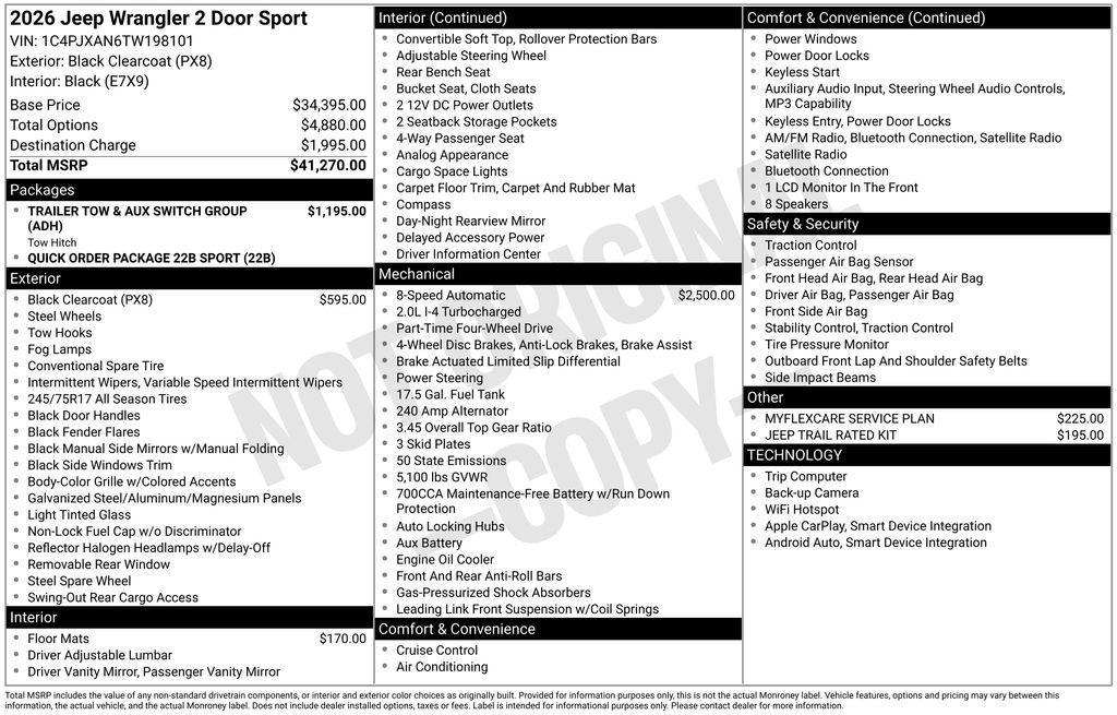 new 2026 Jeep Wrangler car, priced at $37,244