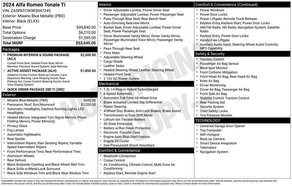 new 2024 Alfa Romeo Tonale car, priced at $34,645