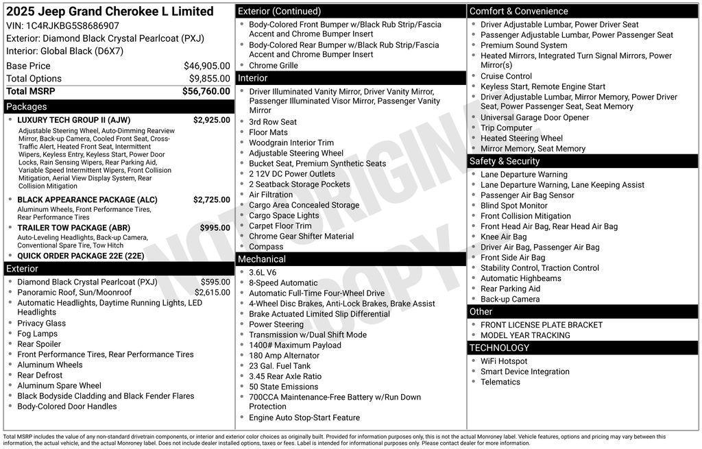 new 2025 Jeep Grand Cherokee L car, priced at $47,881