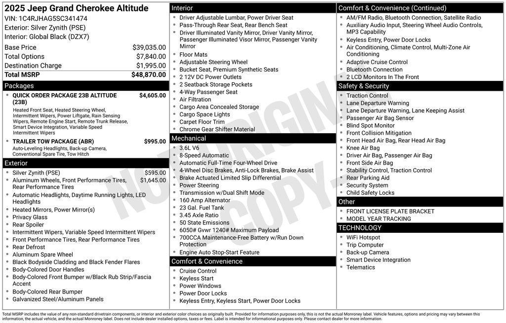 new 2025 Jeep Grand Cherokee car, priced at $37,335