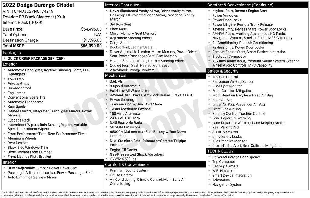 used 2022 Dodge Durango car, priced at $35,037