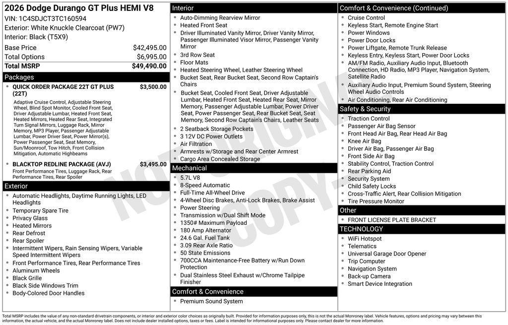new 2026 Dodge Durango car, priced at $46,396