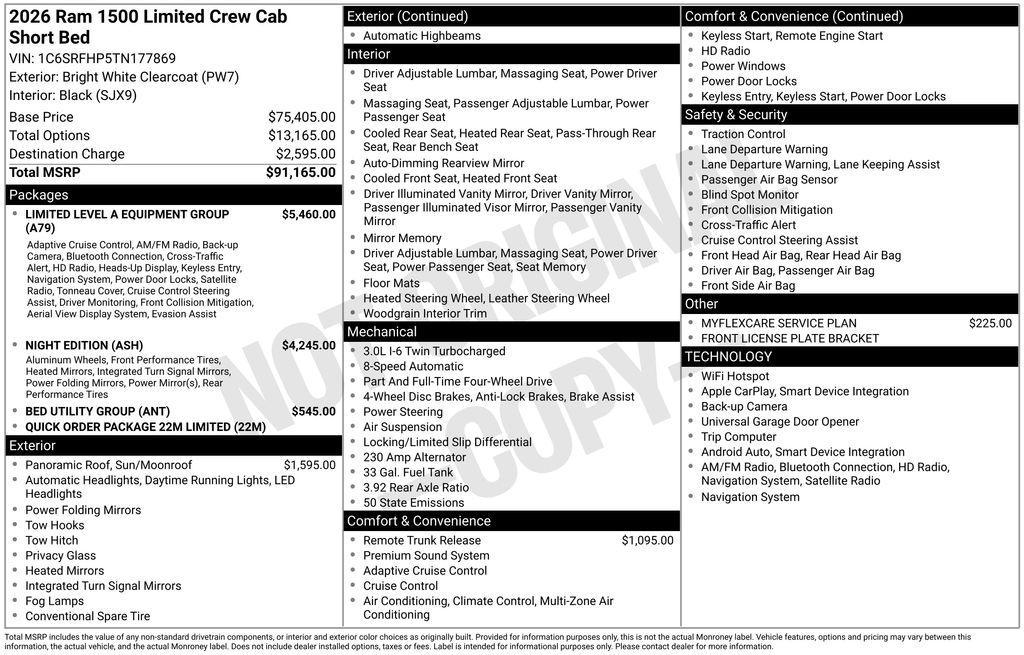 new 2026 Ram 1500 car, priced at $78,225